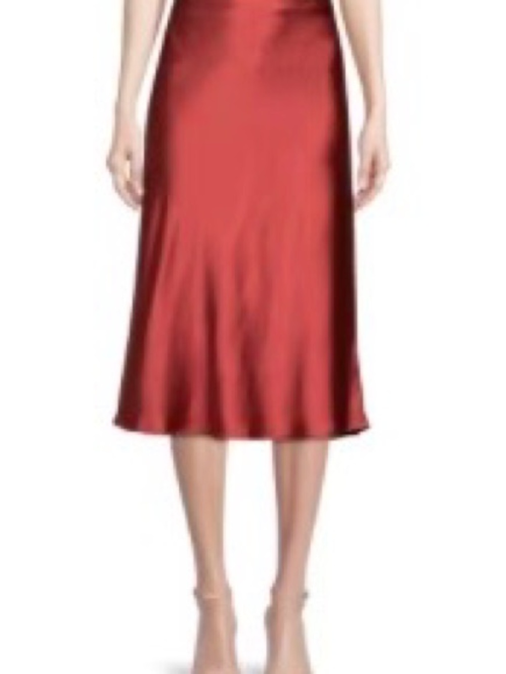 Saks Fifth Avenue Red Satin Maxi Skirt - Picture 2 of 2